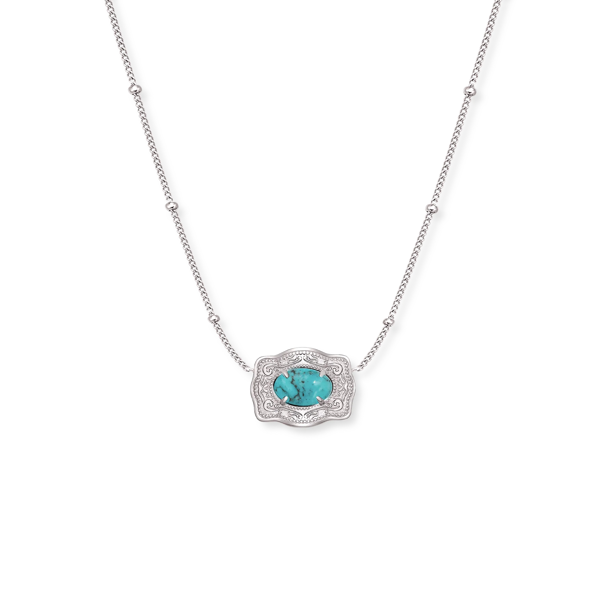 SpurWest Ultra Mini Belt Buckle Necklace (Oasis) - Silver