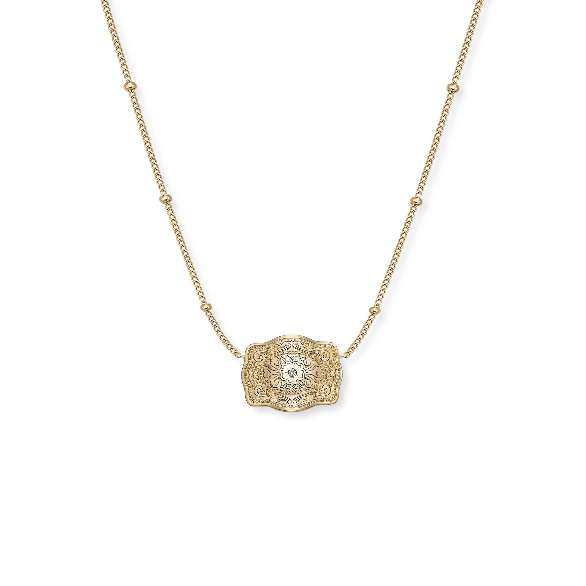 SpurWest Ultra Mini Belt Buckle Necklace (Amelia Rose) - Gold