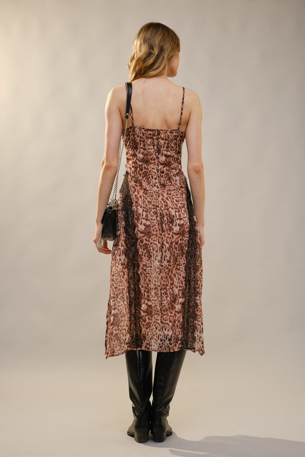 Leopard Lace Slip Midi Dress