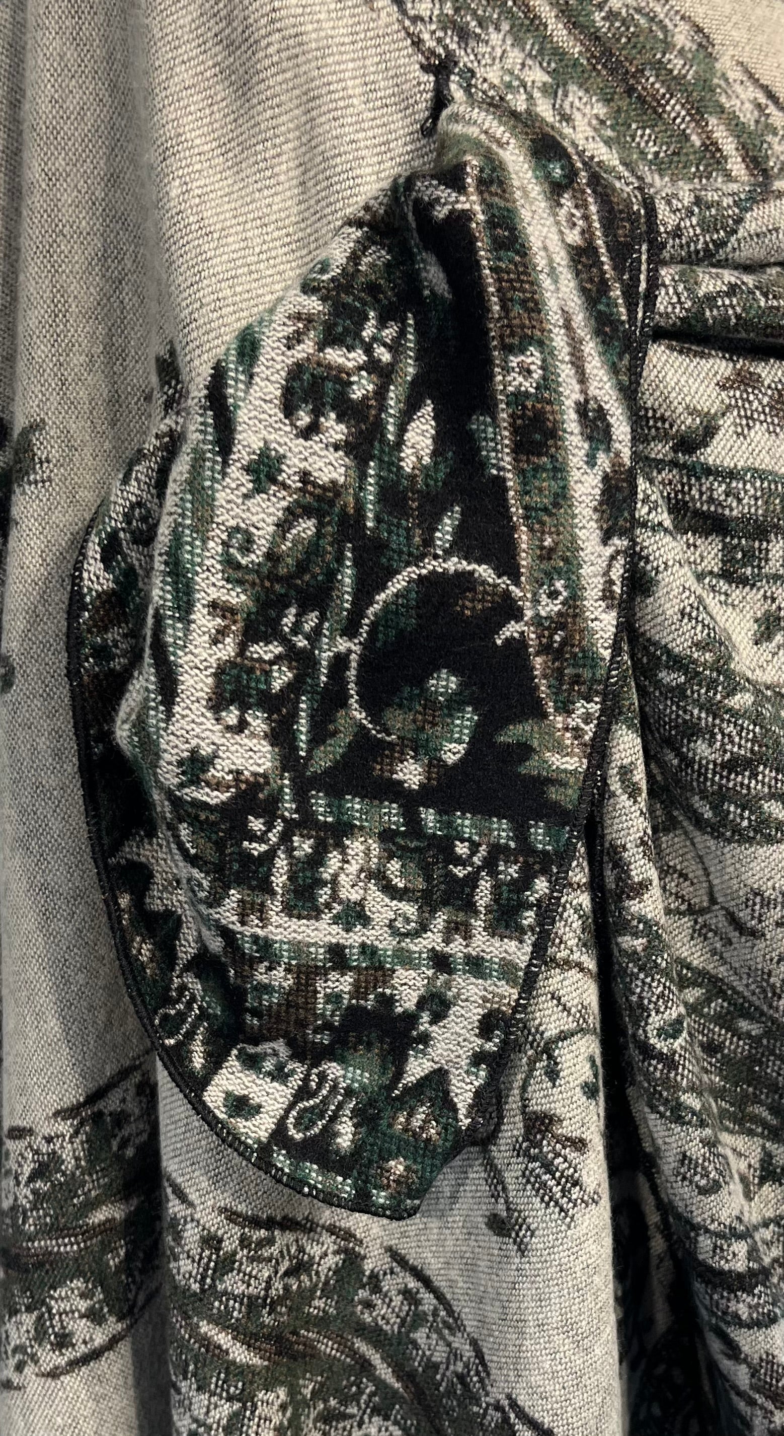 Black, Taupe & Green Reversible Cashmere Shawl
