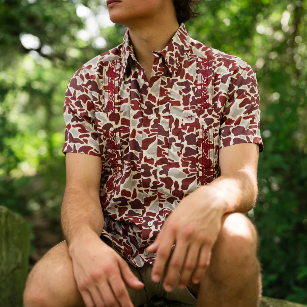 Guayabera Libre- Maroon Camo by Texas Standard