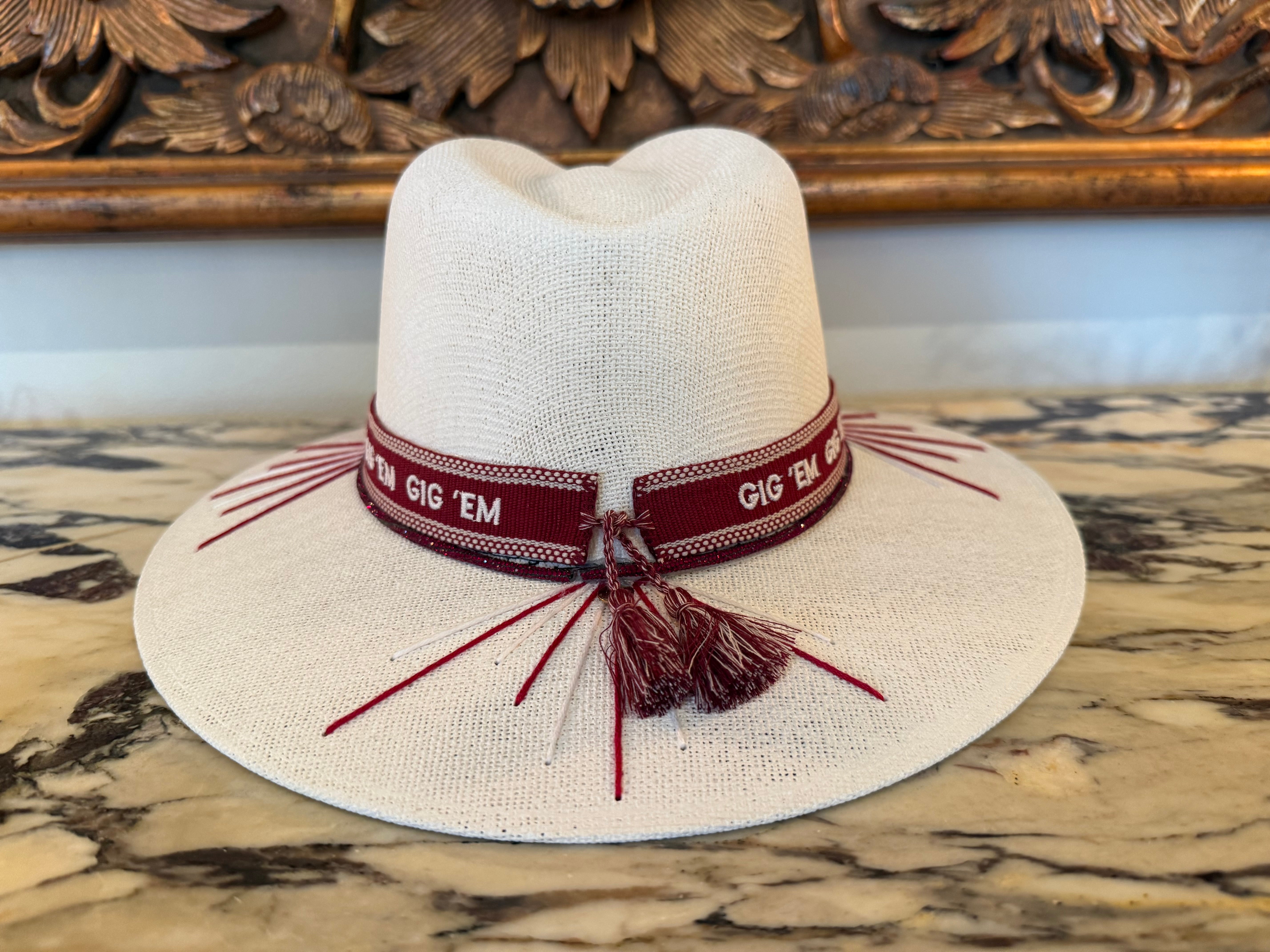 One of a Kind Women's Texas Aggies Themed Straw Hat