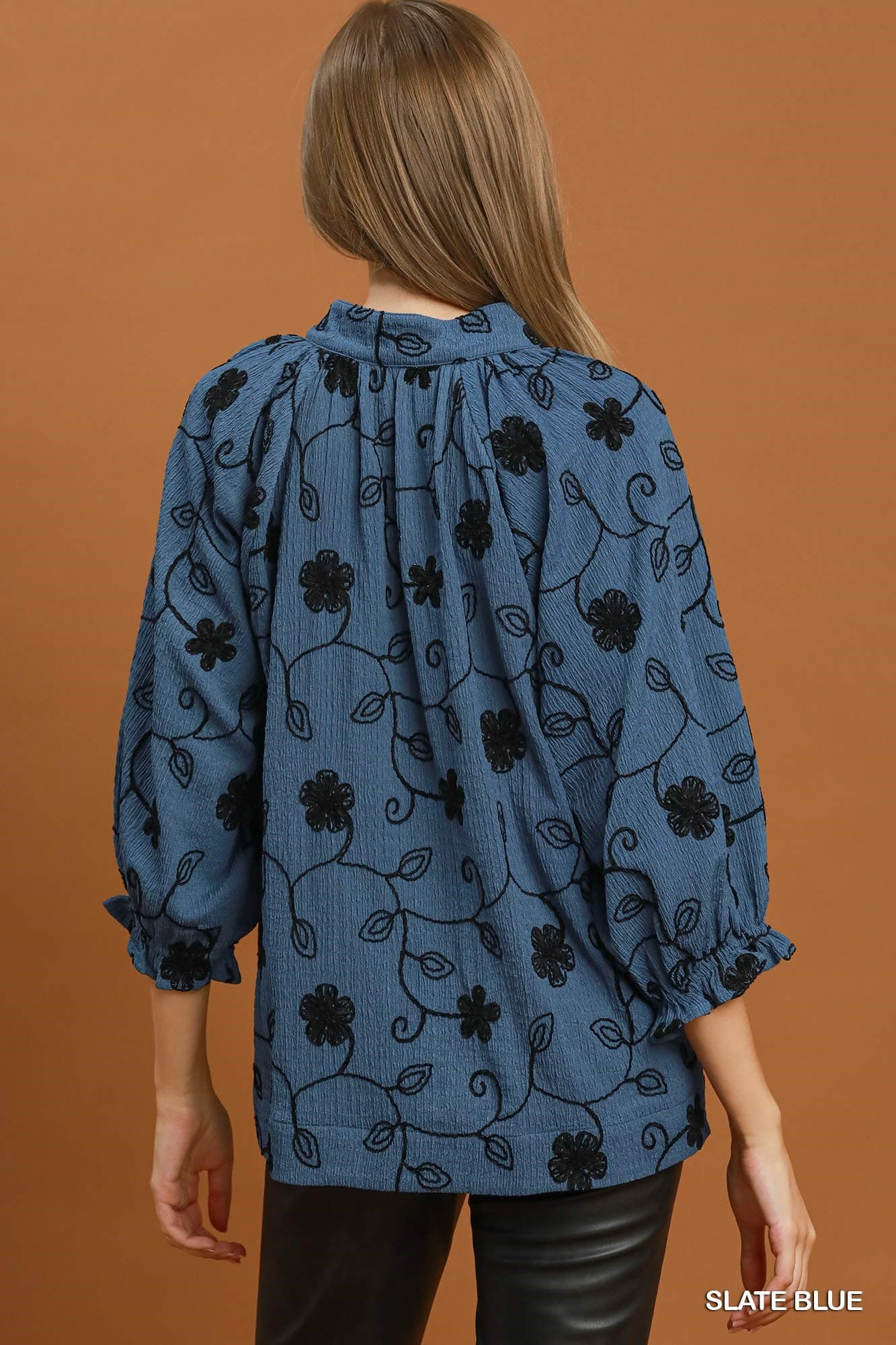 Midnight Bloom Embroidered Top
