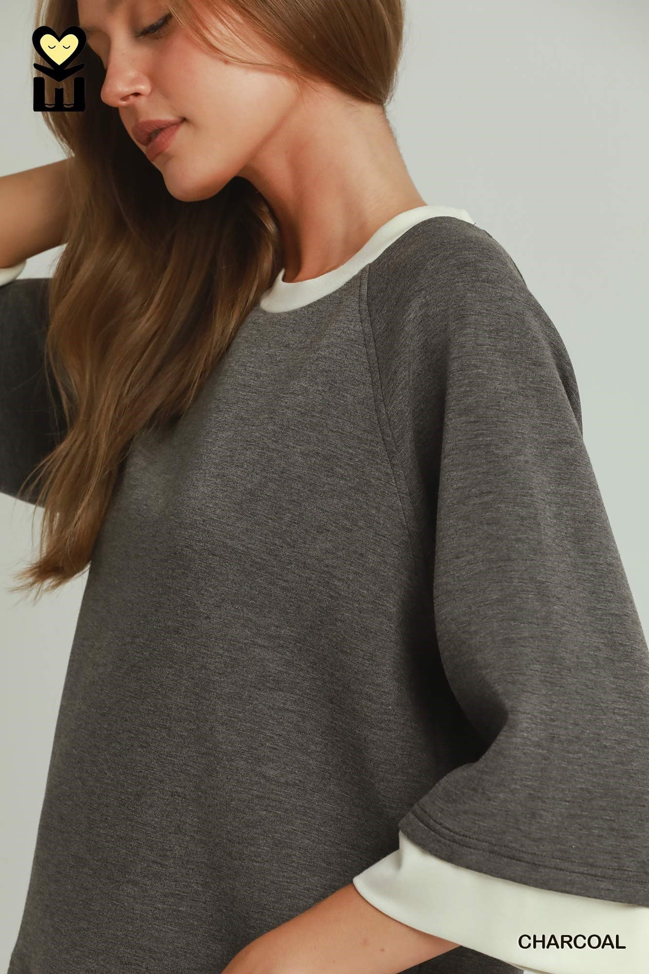 Charcoal Grey/Cream Color Block LuxeKnit Lounge Set
