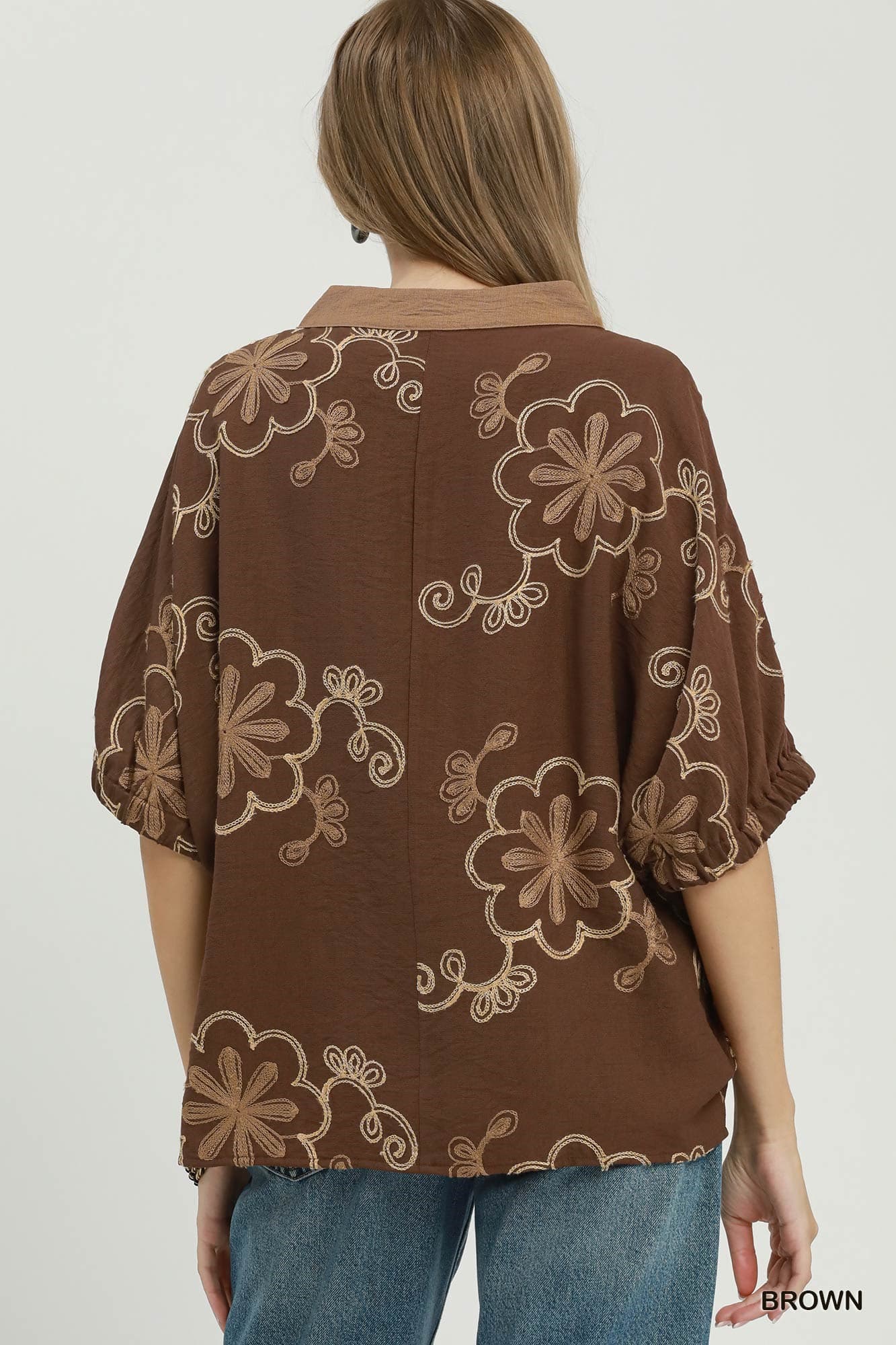 Cocoa Bloom Embroidered Blouse