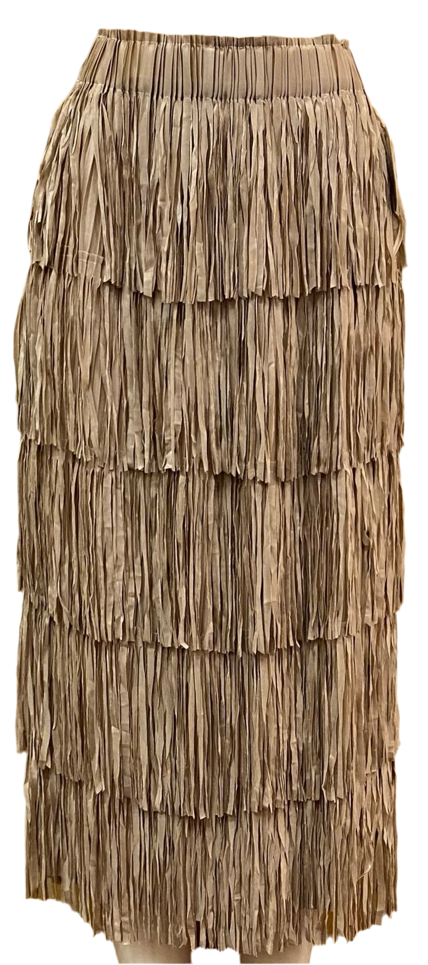 Khaki/Brown All Over Fringe Skirt