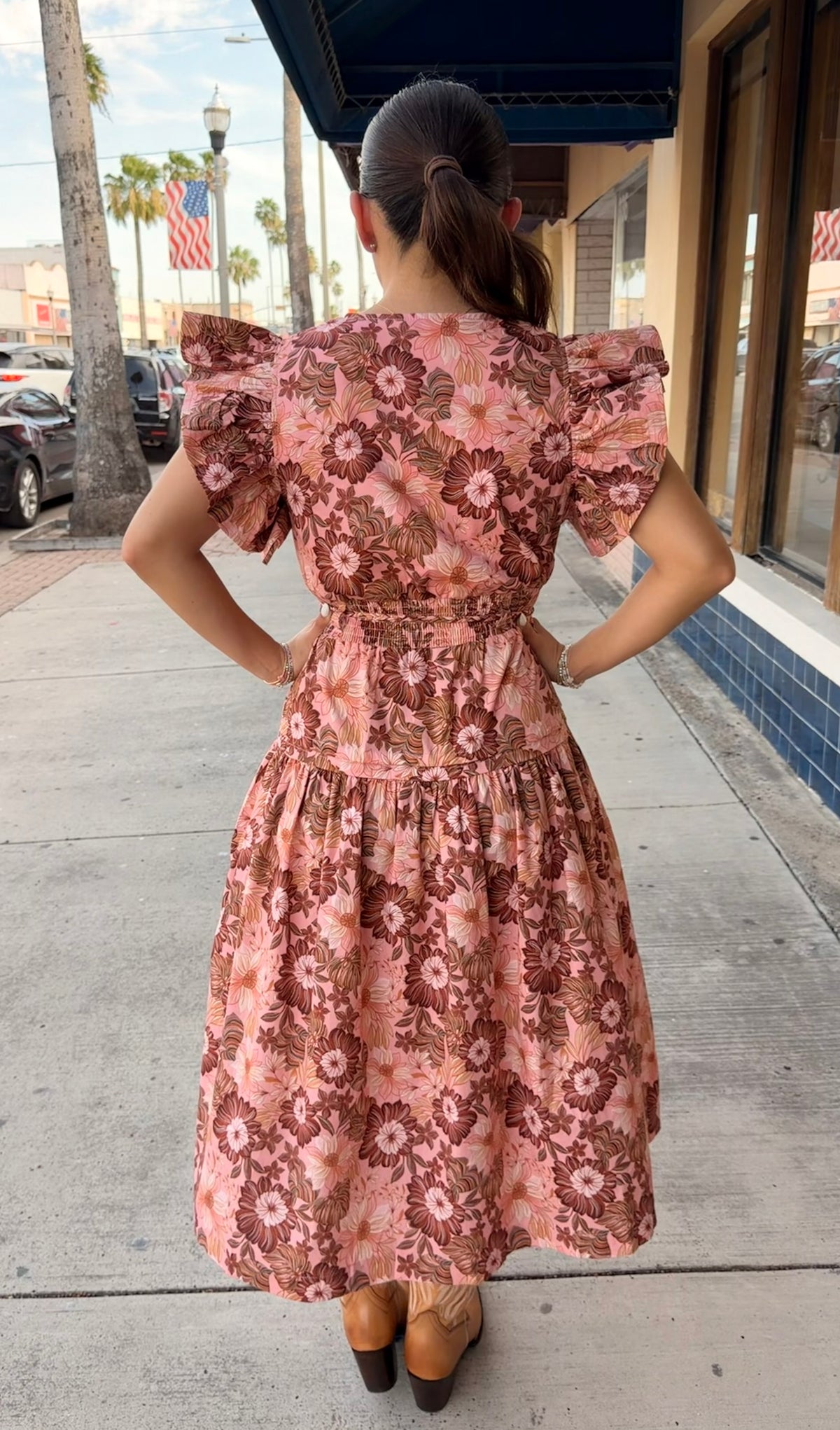 Floral Printed Ruffle Midi Dress