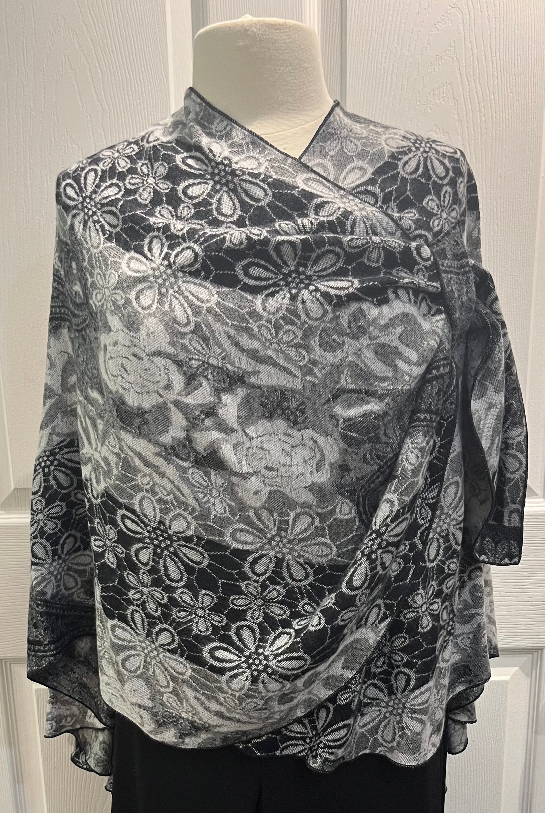 Black & Grey Reversible Cashmere Shawl