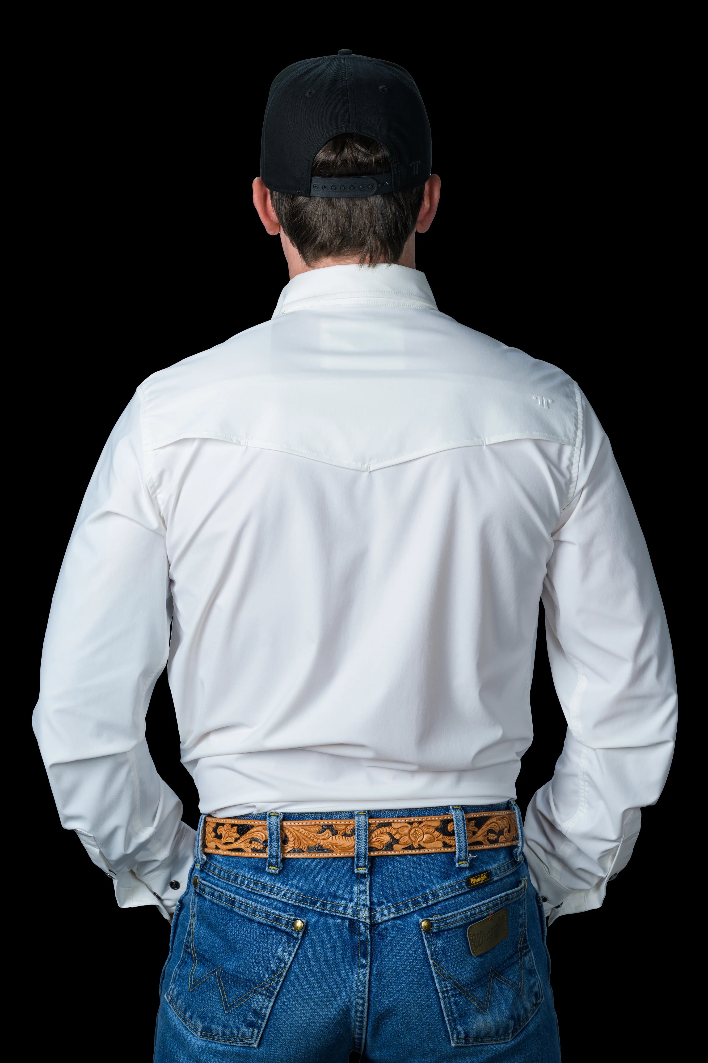 White Long Sleeve Pearl Snap Shirt by Ferrell