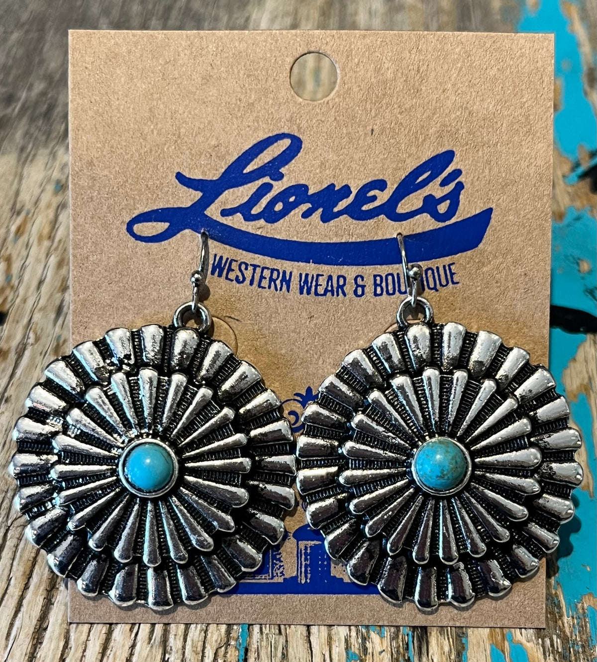 Turquoise Concho Drop Earrings