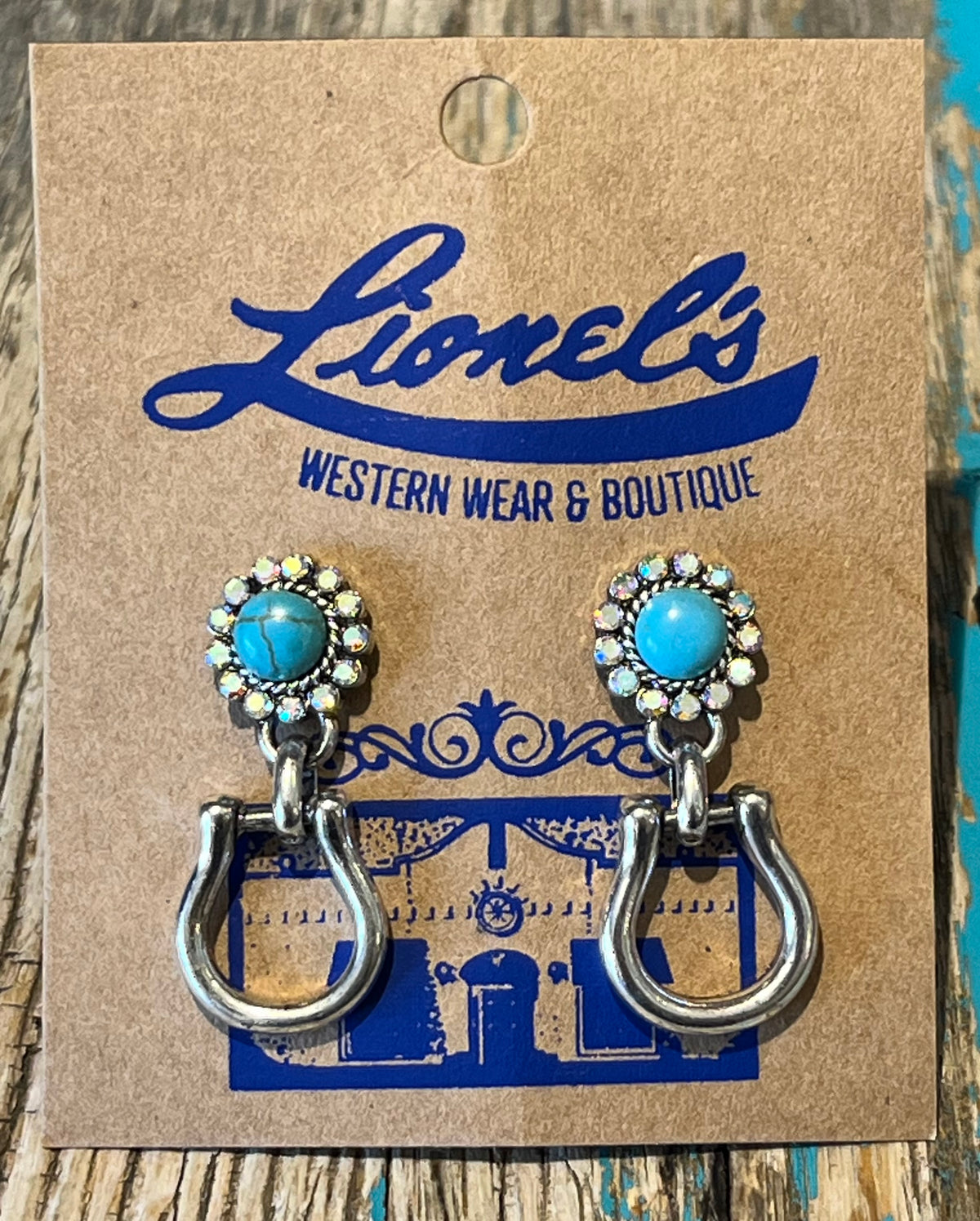 Turquoise Horse Bit Drop Earrings