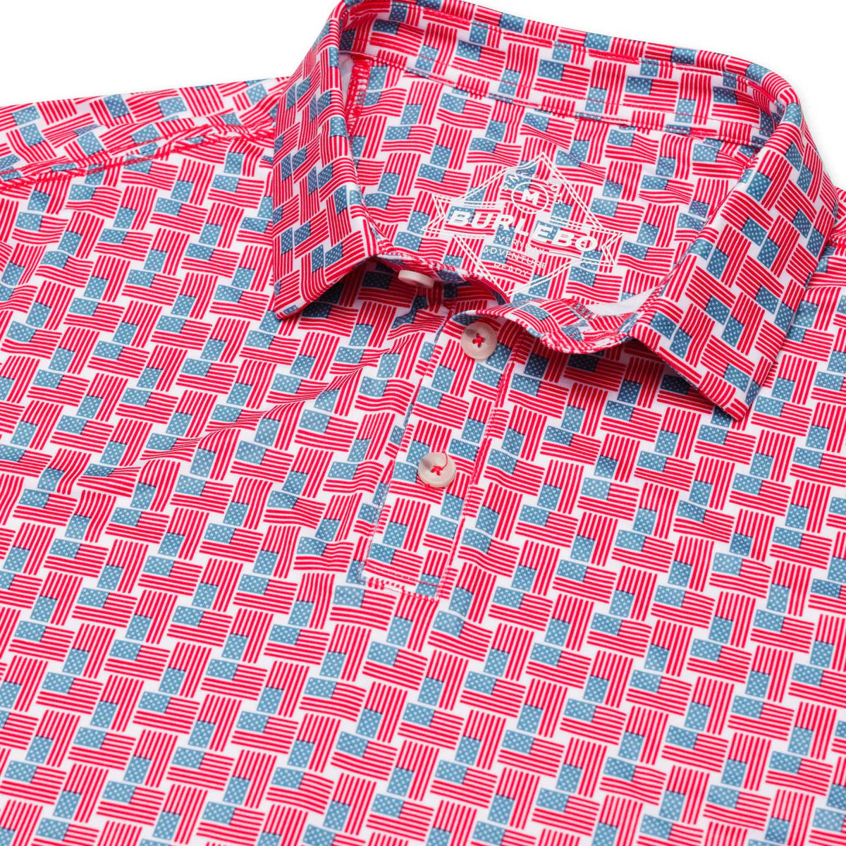Performance Polo by Burlebo- American Flag Print