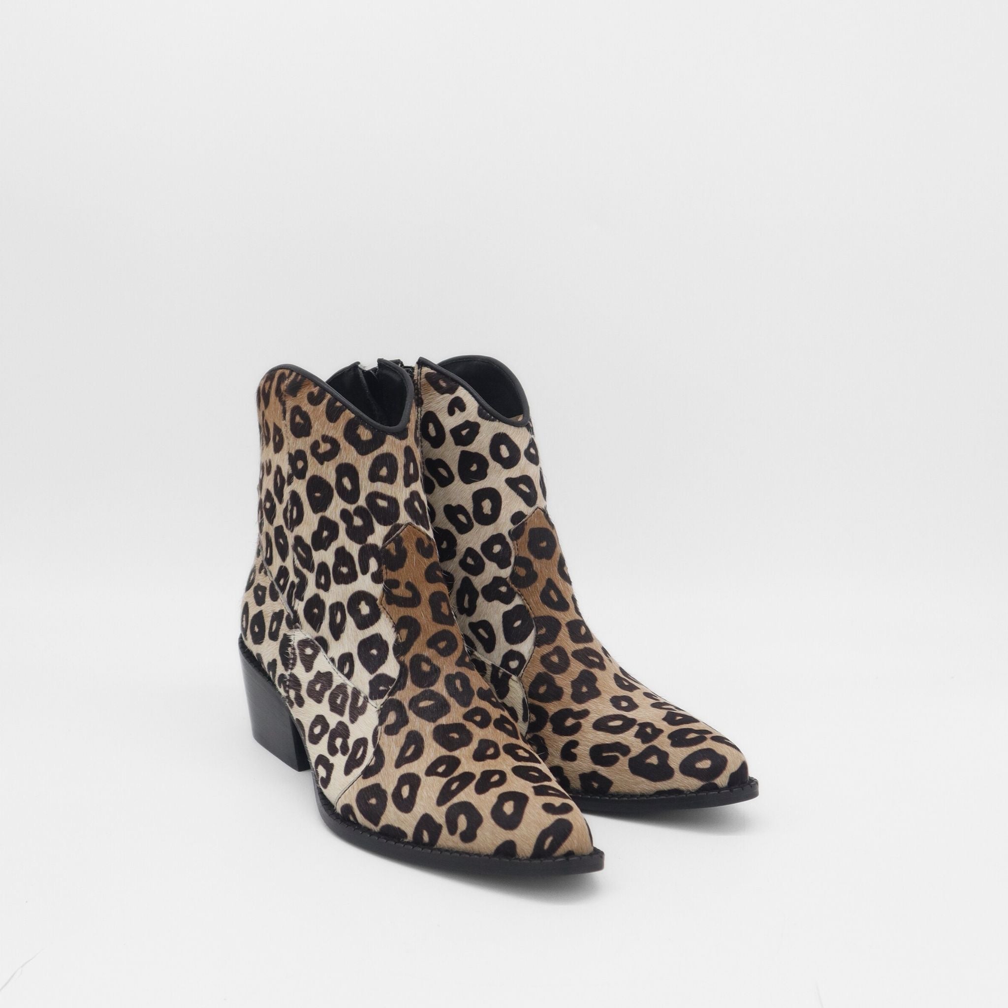 Leopard Print Cowhide Western Booties