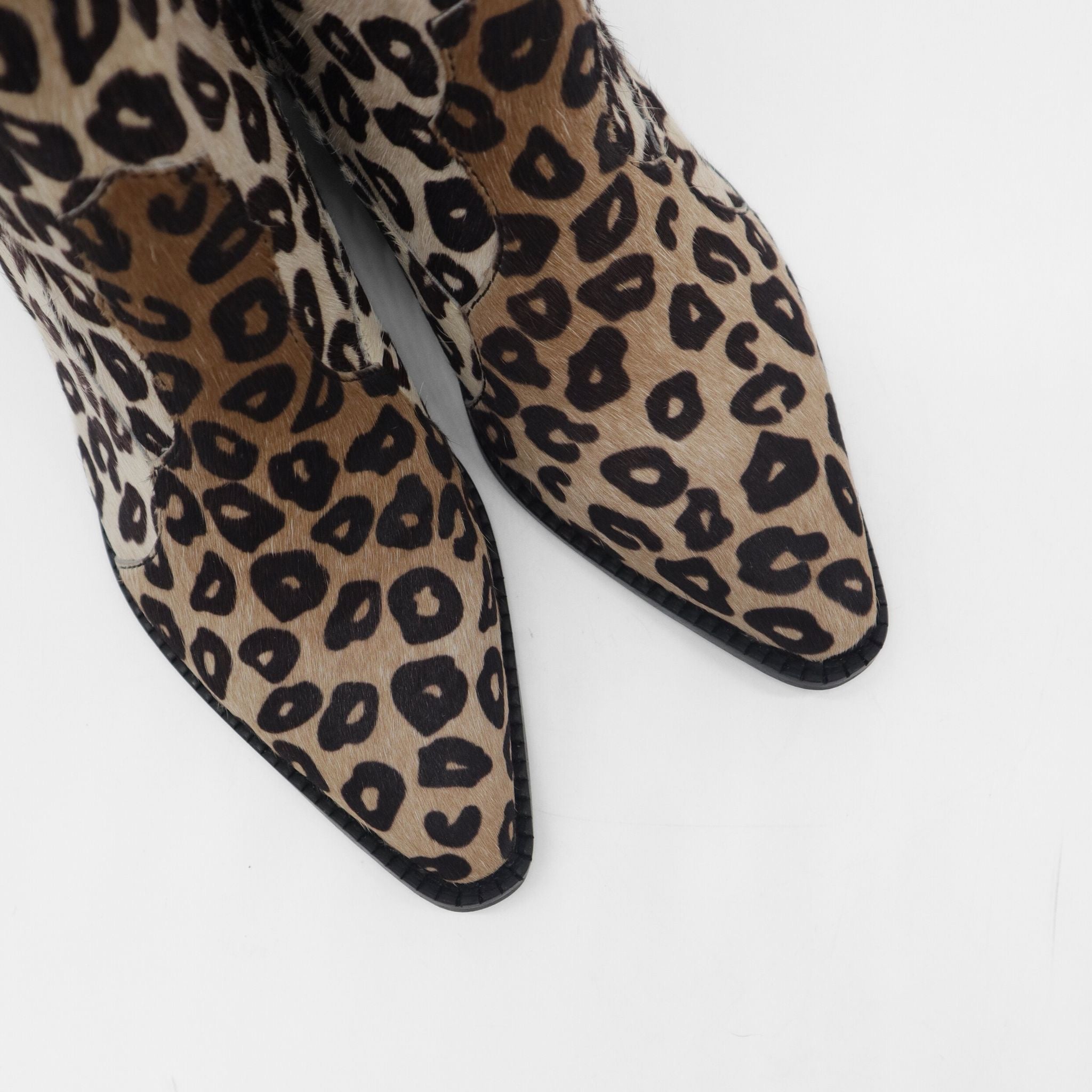 Leopard Print Cowhide Western Booties