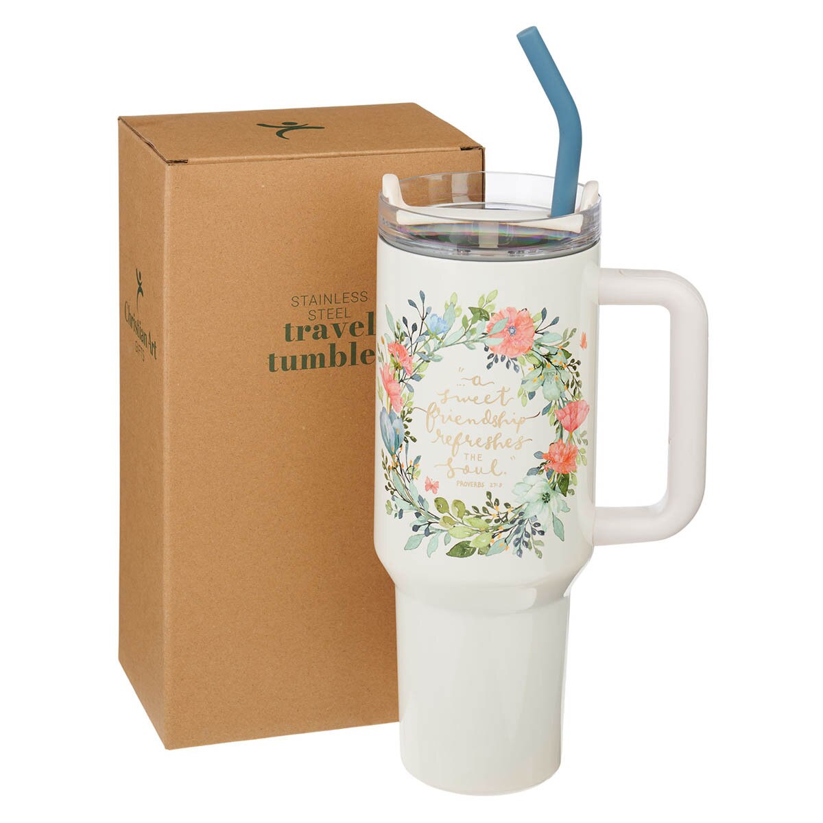 Sweet Friendship 40 oz Stainless Steel Tumbler with Straw - 27:9