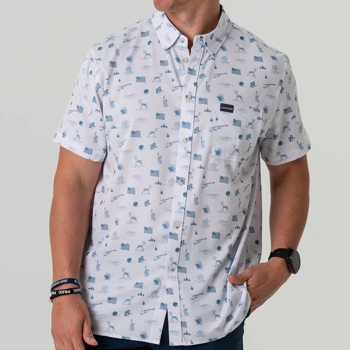 Performance Button Up- America the Great by Burlebo