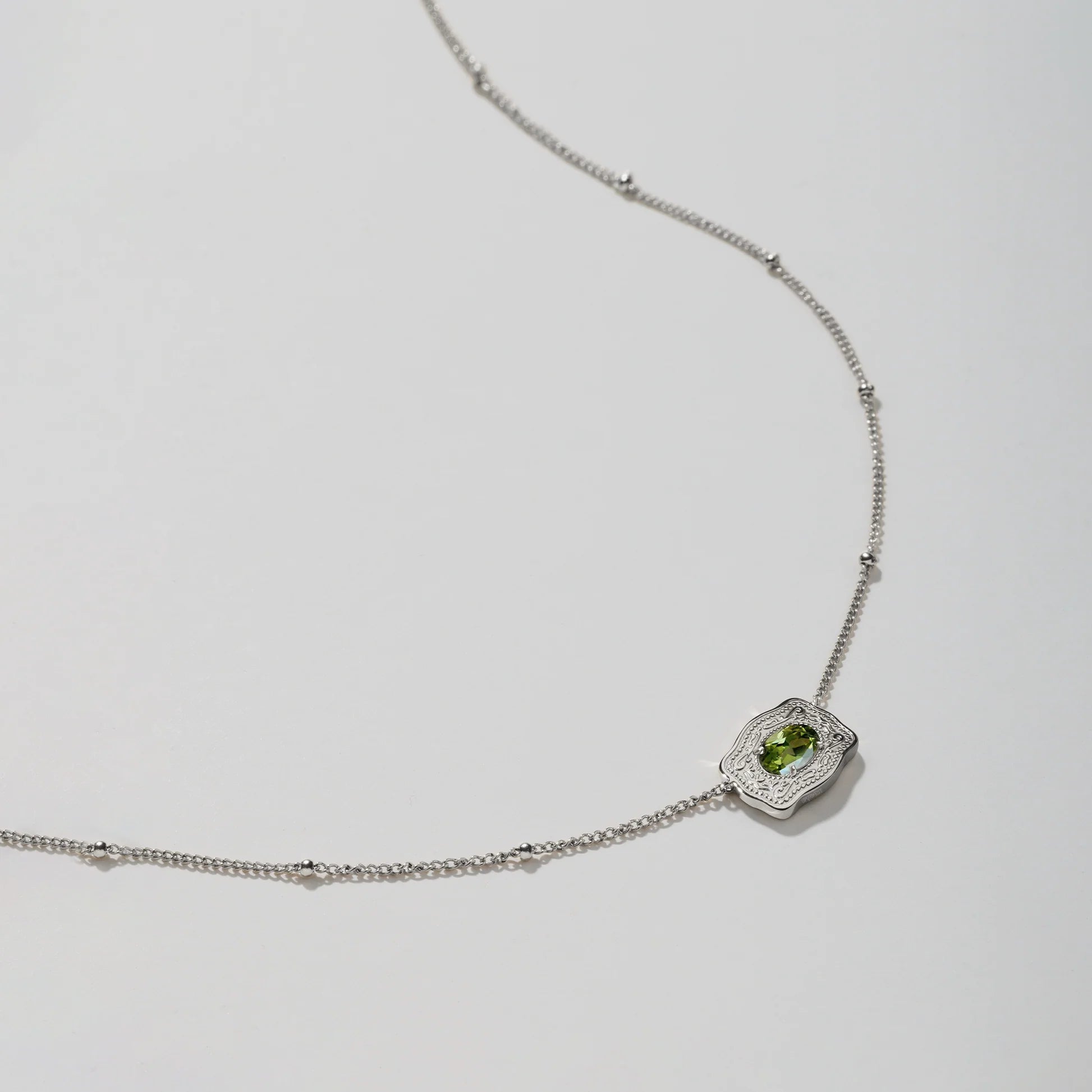 SpurWest Ultra Mini Belt Buckle Birthstone Necklace - Silver -May