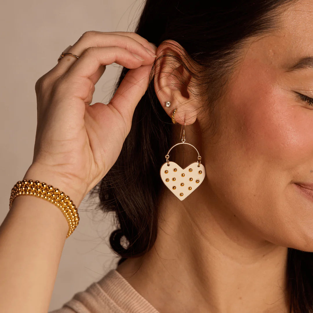 Ecru Studded Harlow Earrings