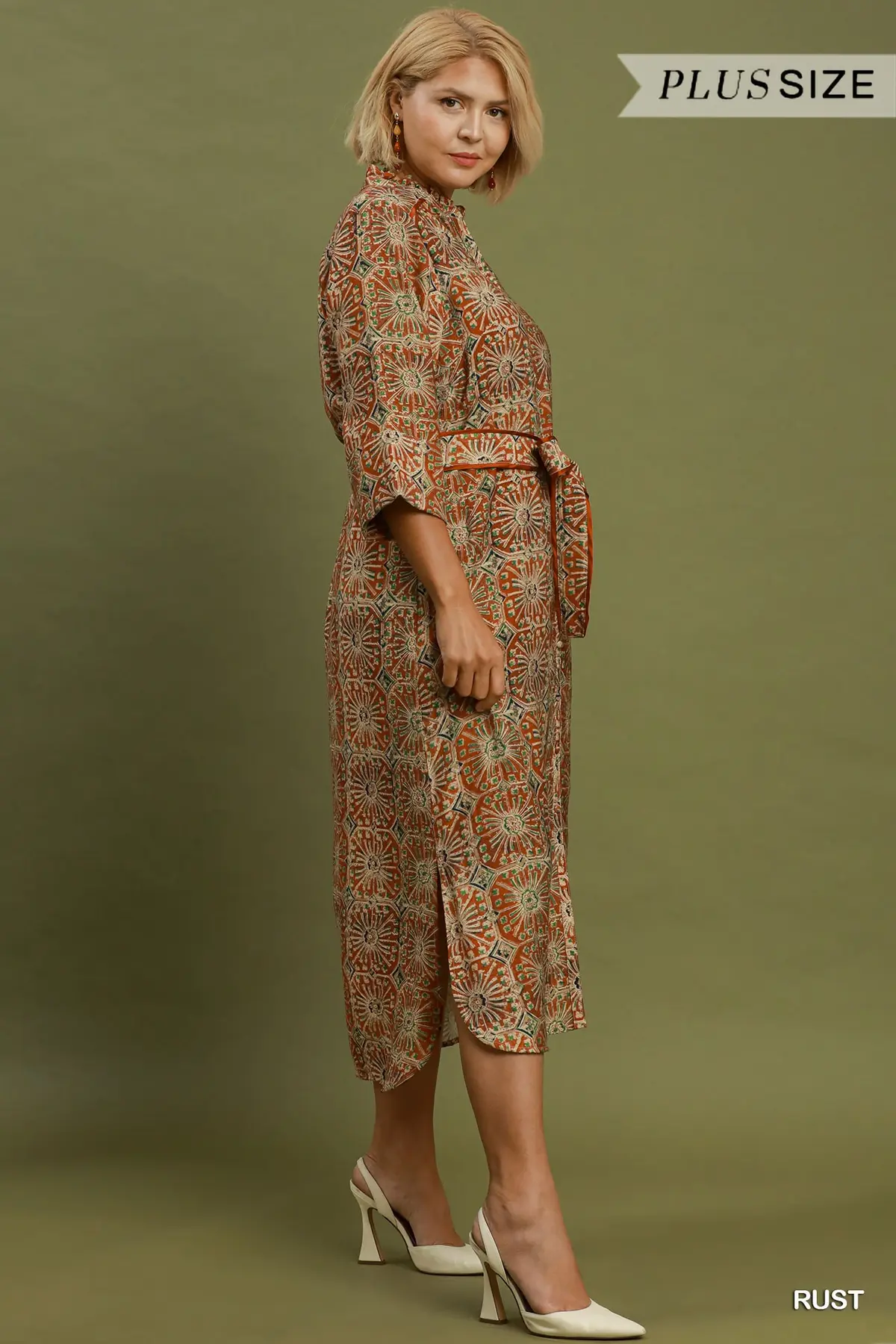 Rust Mosaic Midi Dress