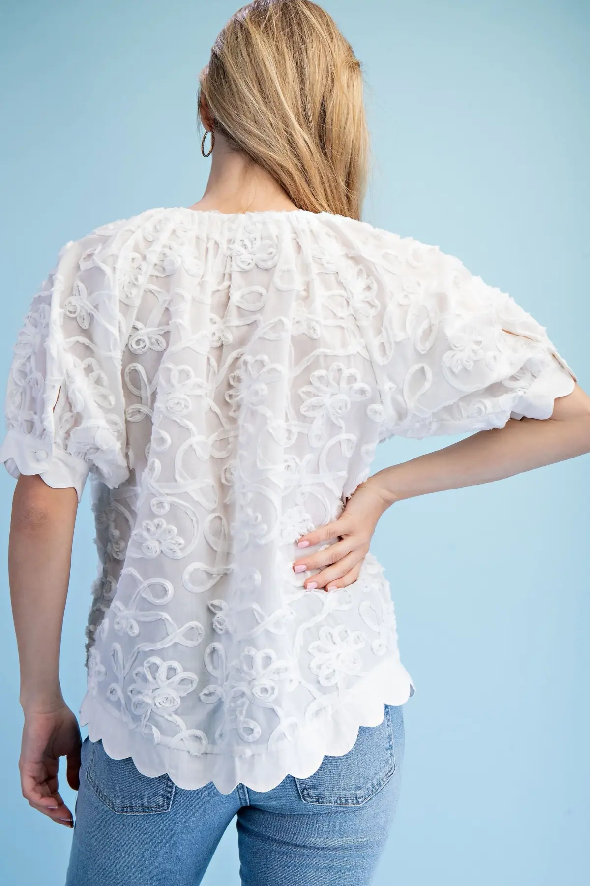 Cloud Nine White Textured Top