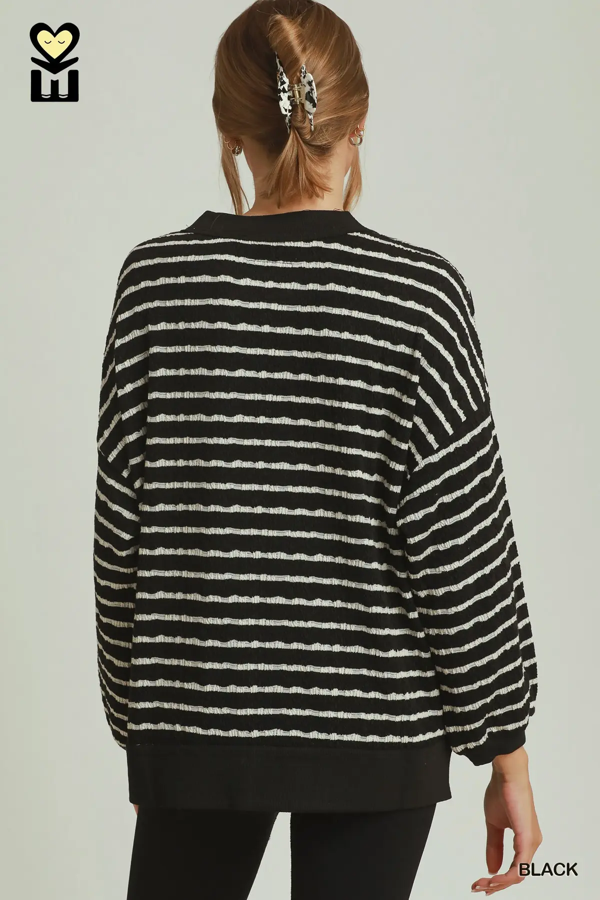 Midnight Stripe Textured Pullover 🖤