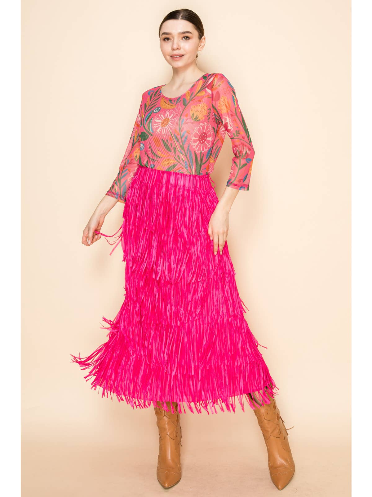 Barbie's Hot Pink All Over Fringe Skirt