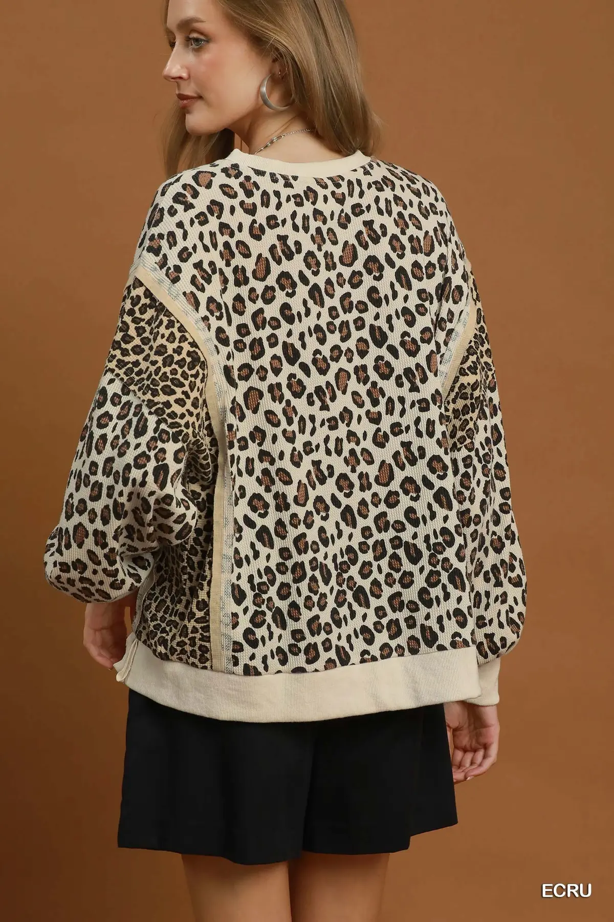 Wild Side Waffle Knit Pullover 🐆🤎