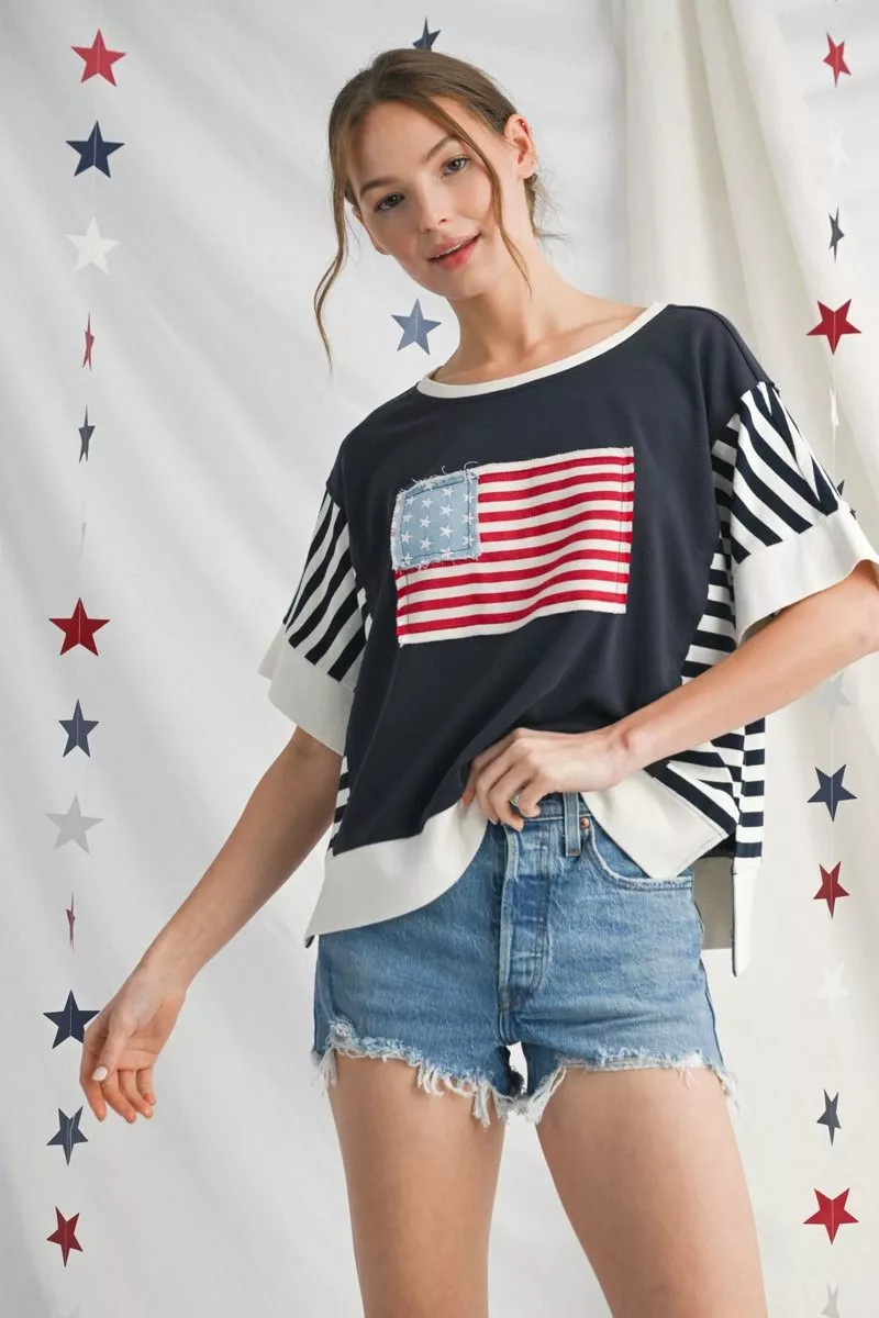 Vintage Americana Flag Top πΊπΈ