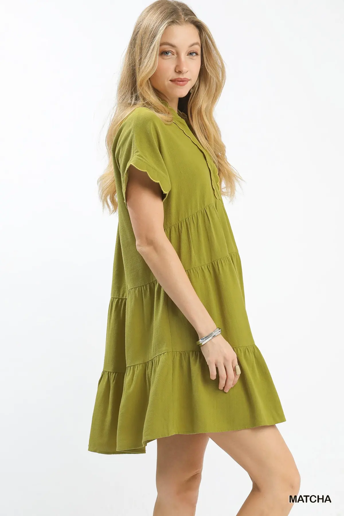 Matcha Meadow Linen Mini Dress