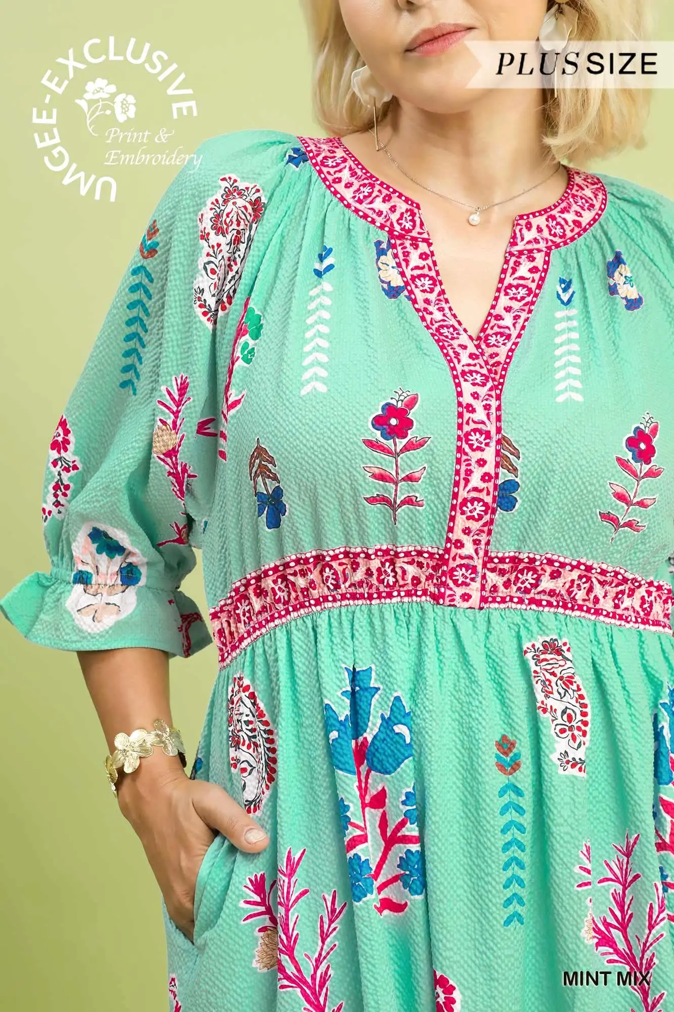 Mint Floral Midi Dress