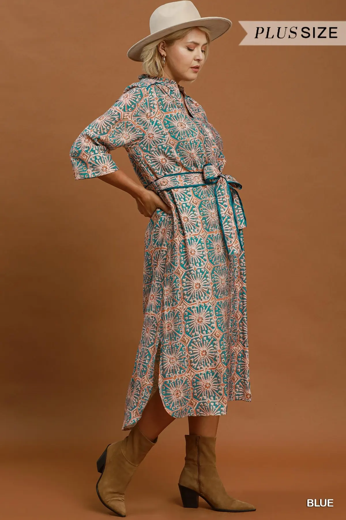 Teal Mosaic Midi Dress