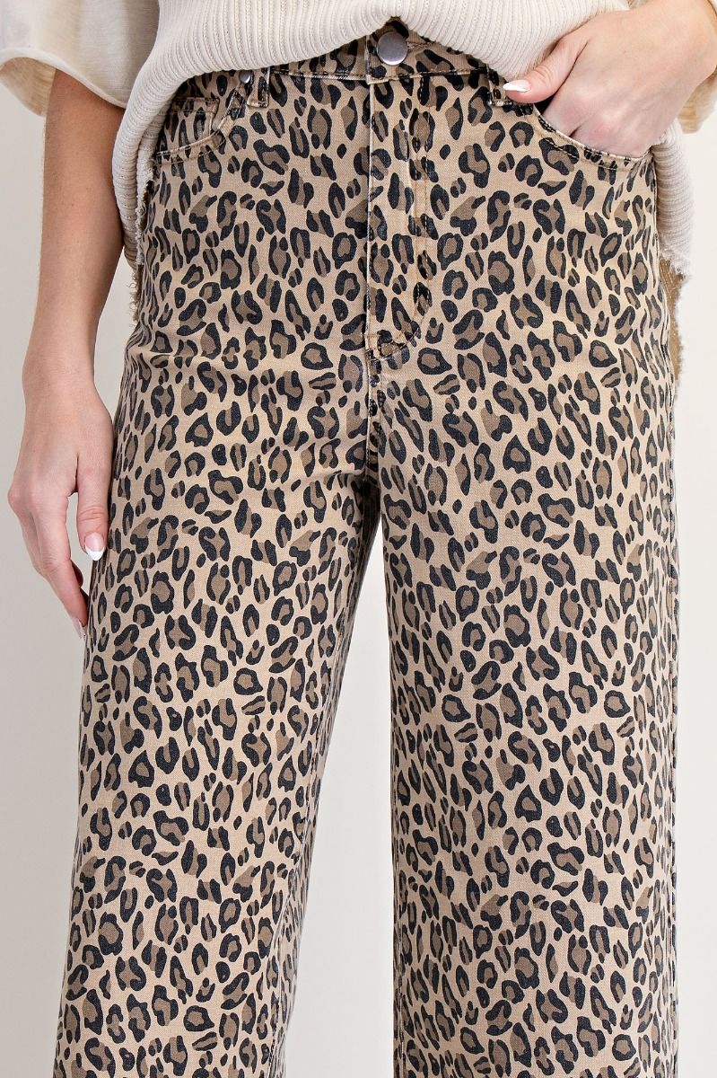 Washed Twill Animal Print Jeans