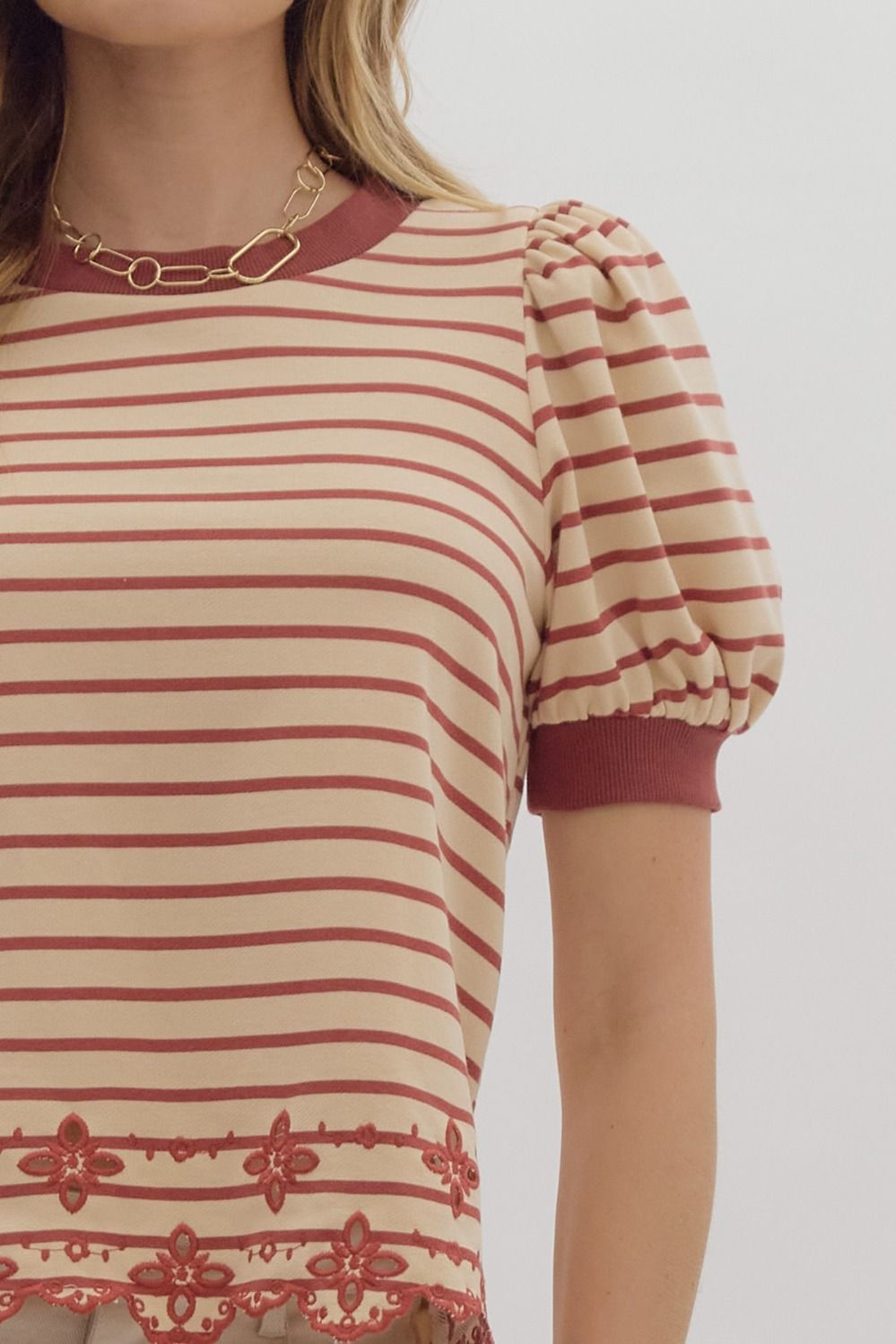 Sweetly Striped Eyelet Top
