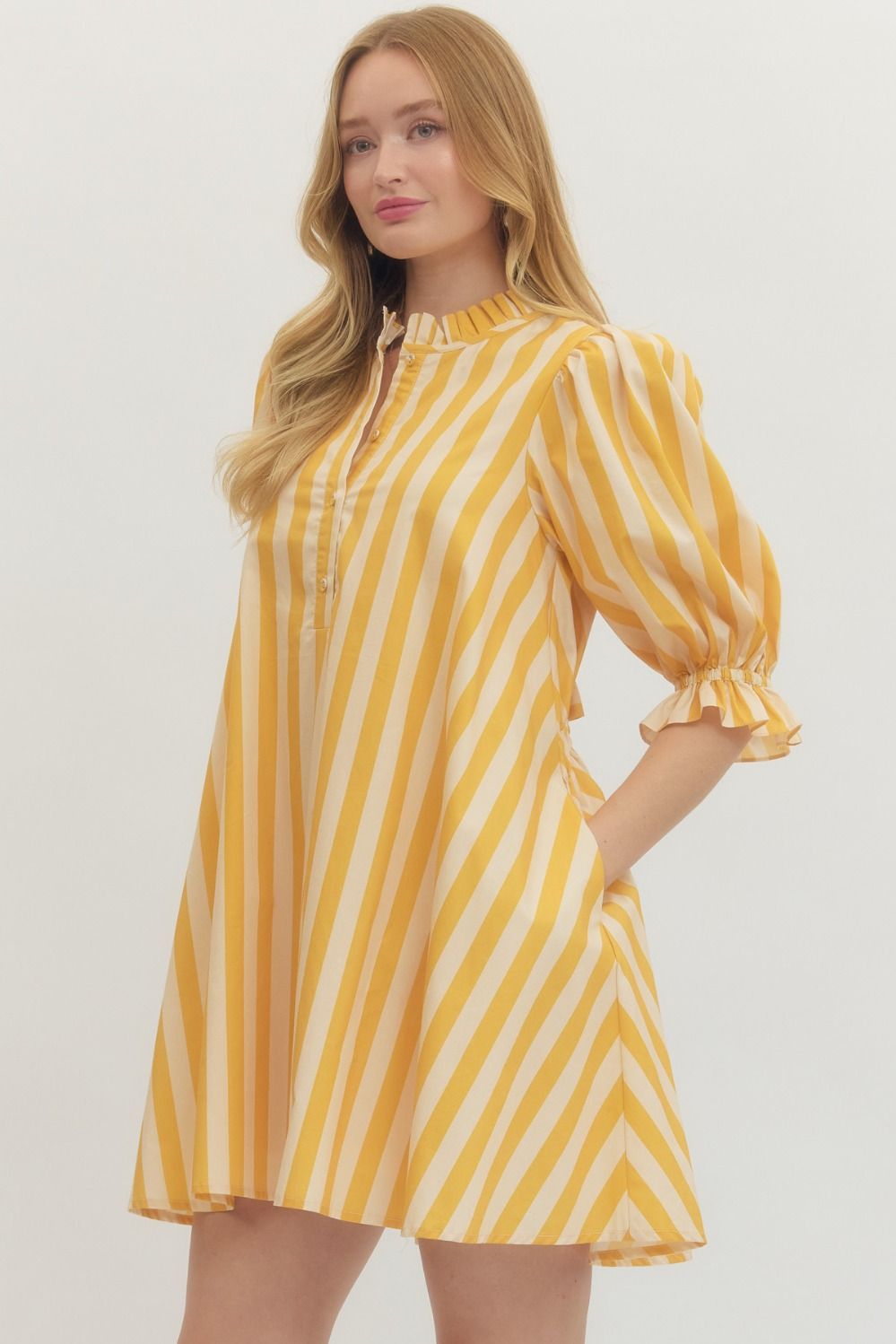 Sunshine Stripe Puff Sleeve Dress 💛