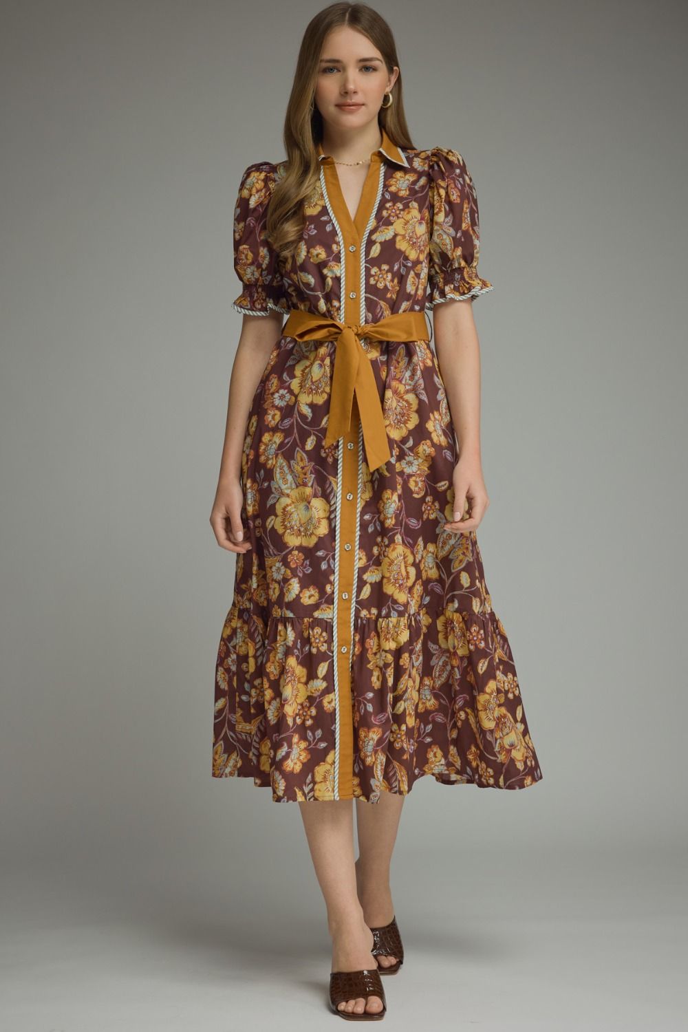 Autumn Bloom Belted Midi Dress 🍂🌼
