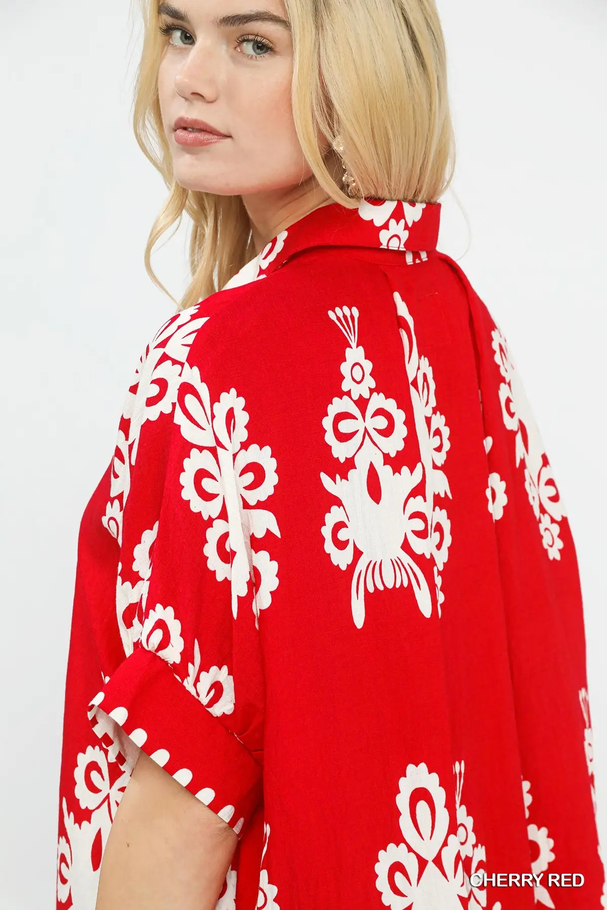 Red Riviera Button Down Top