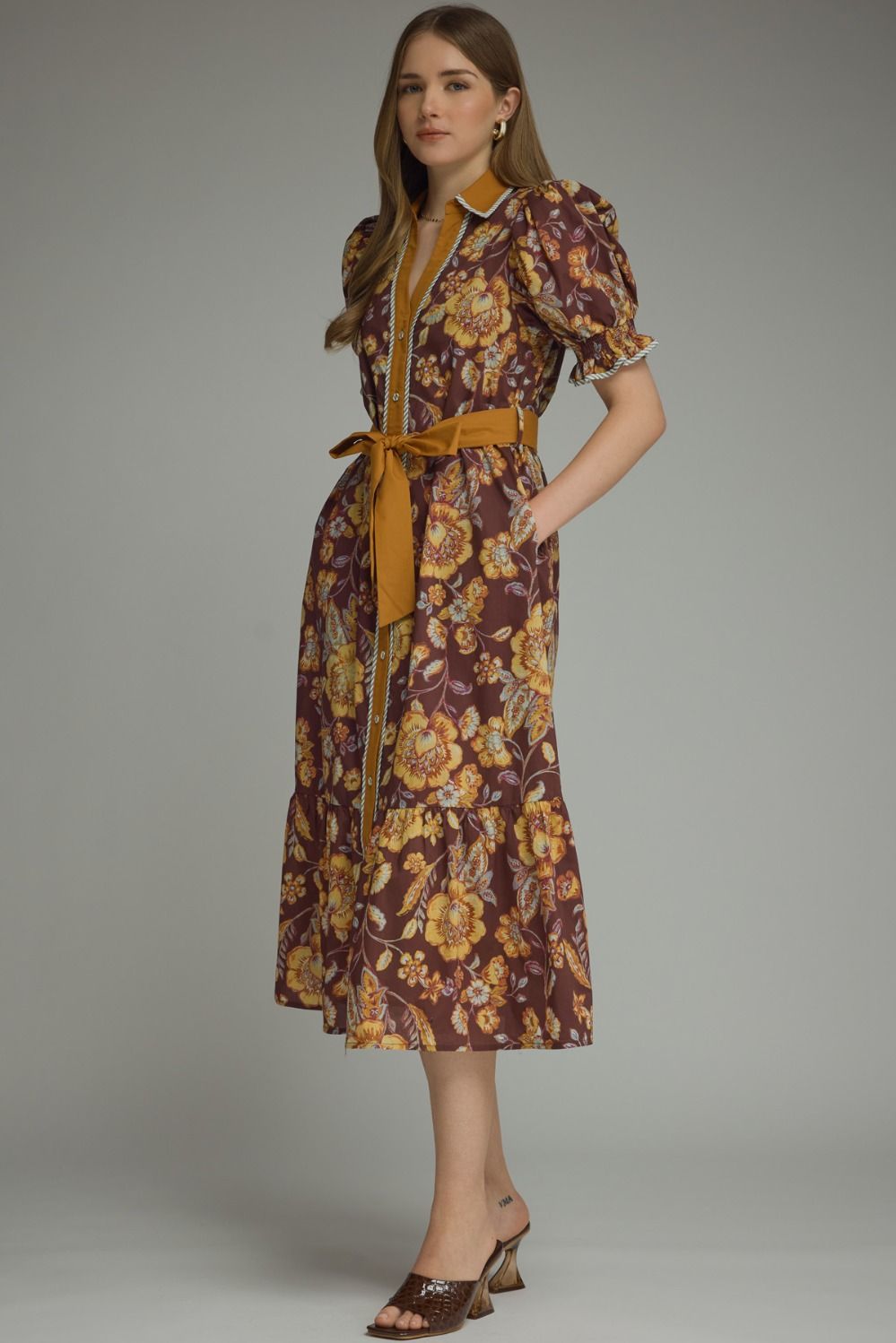 Autumn Bloom Belted Midi Dress 🍂🌼