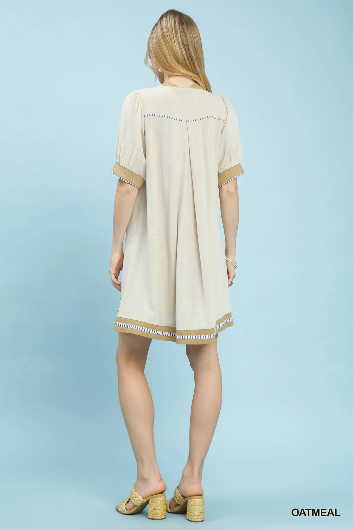 Oatmeal Coastal Charm Linen Dress