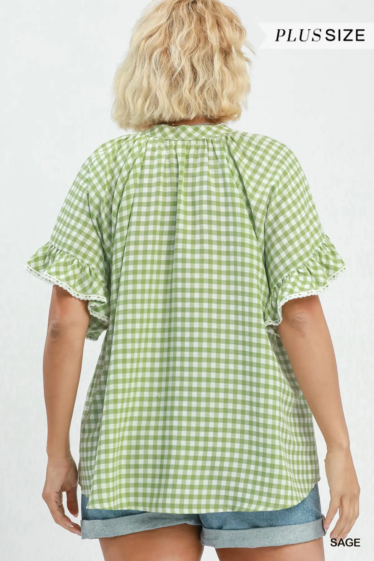 Sage Picnic Pretty Gingham Top