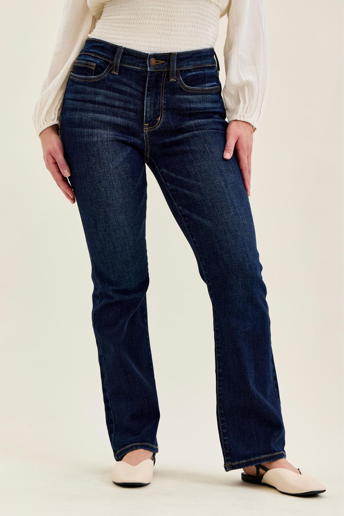 Judy Blue Mid Rise Petite Dark Wash Bootcut Jean