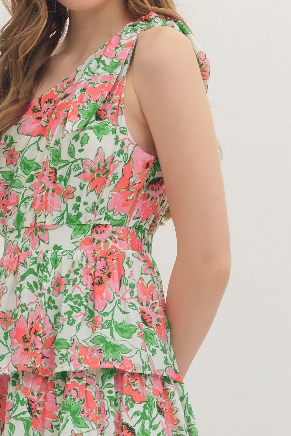 Summer Floral One Shoulder Midi Dress