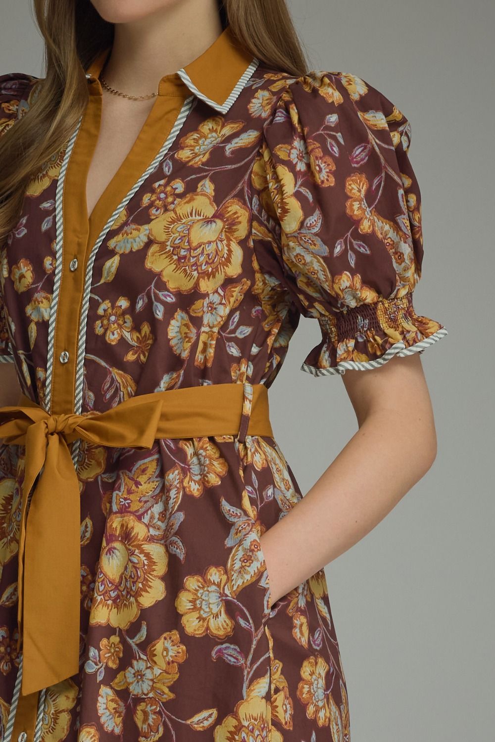 Autumn Bloom Belted Midi Dress 🍂🌼