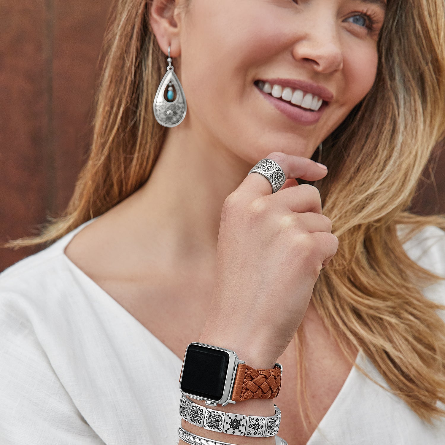 Sutton Braided Leather Watch Band-Luggage
