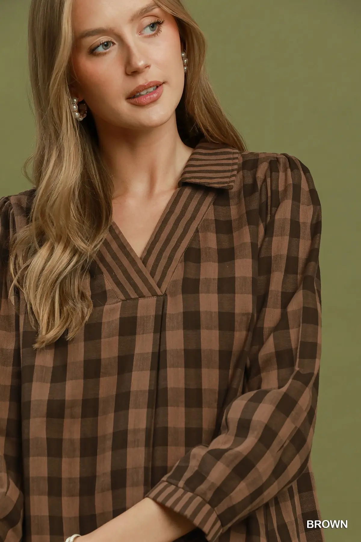 Cocoa Check Collared Blouse 🤎