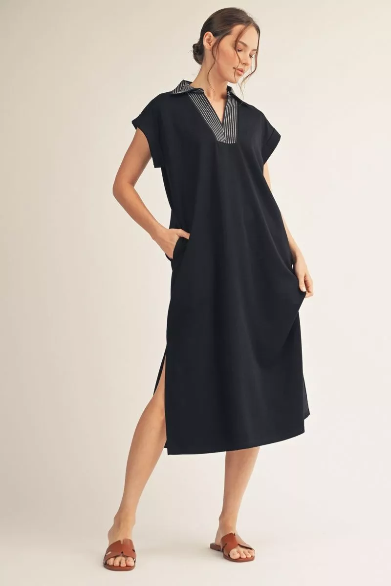 Midnight Ease Stitched Midi Dress