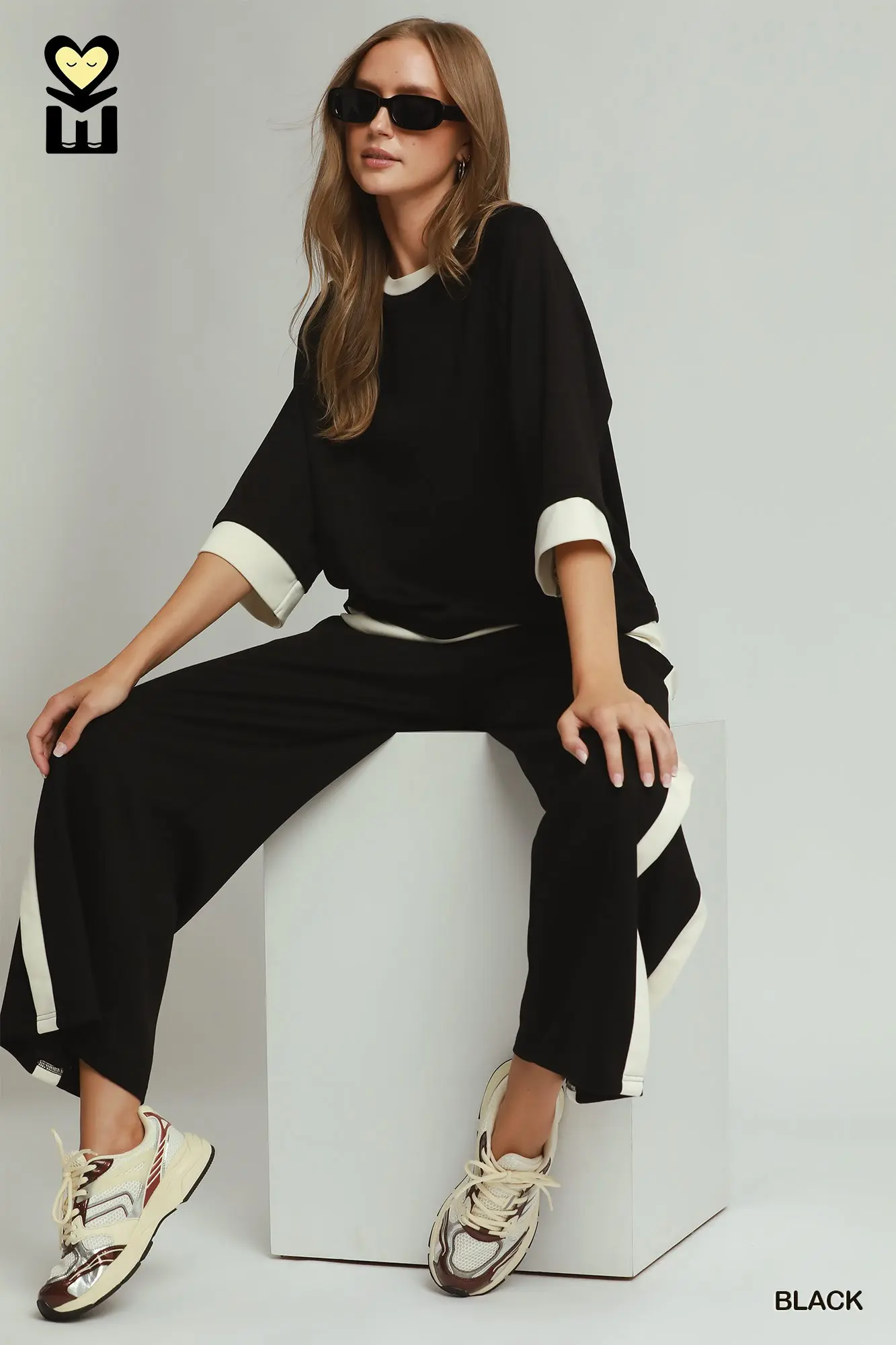 Coco Brown Color Block LuxeKnit Lounge Set