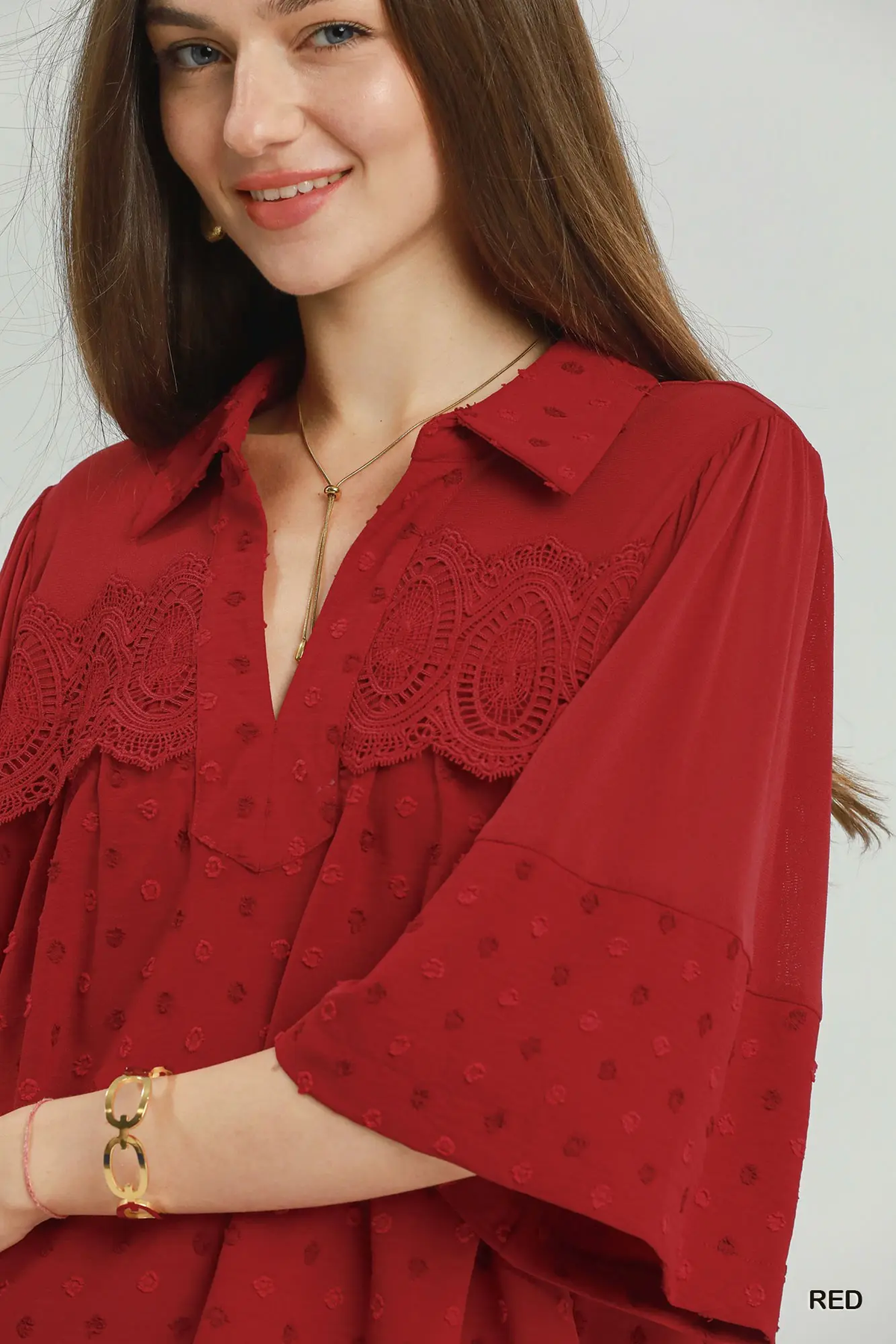 Scarlet Lace Yoke Blouse ❤️