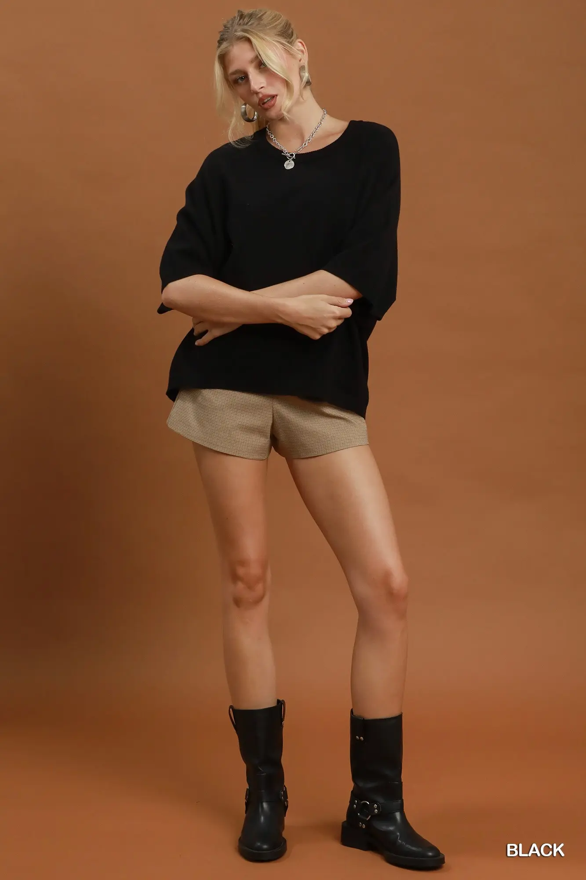 Black Relaxed Knit Sweater