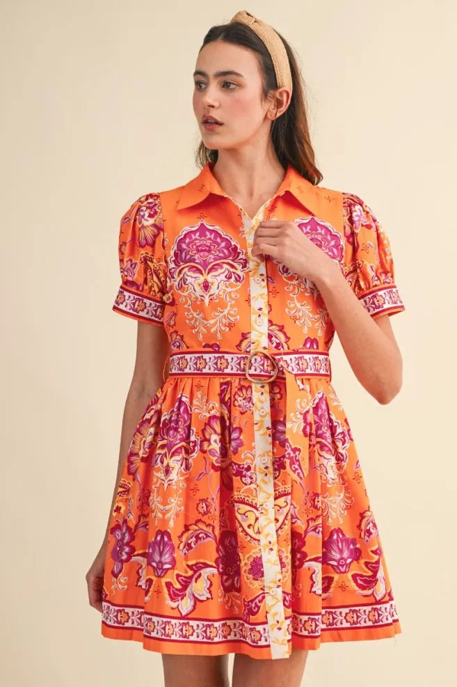 Tangerine Dream Paisley Mini Dress