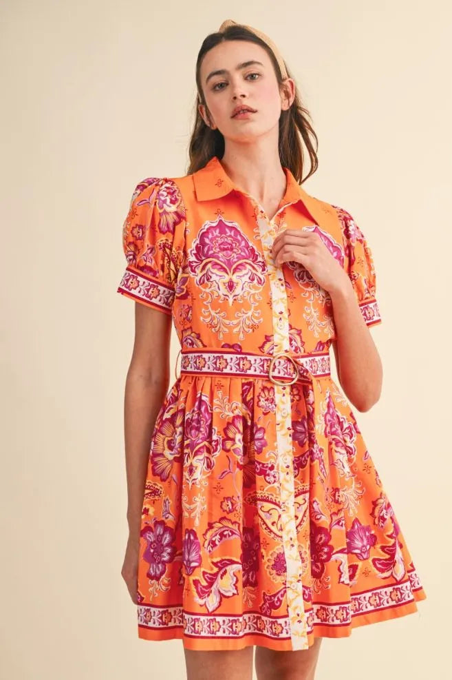 Tangerine Dream Paisley Mini Dress